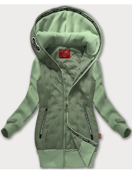 Šedozelená dámská mikino-bunda s kapucí LHD (AMG-162A)