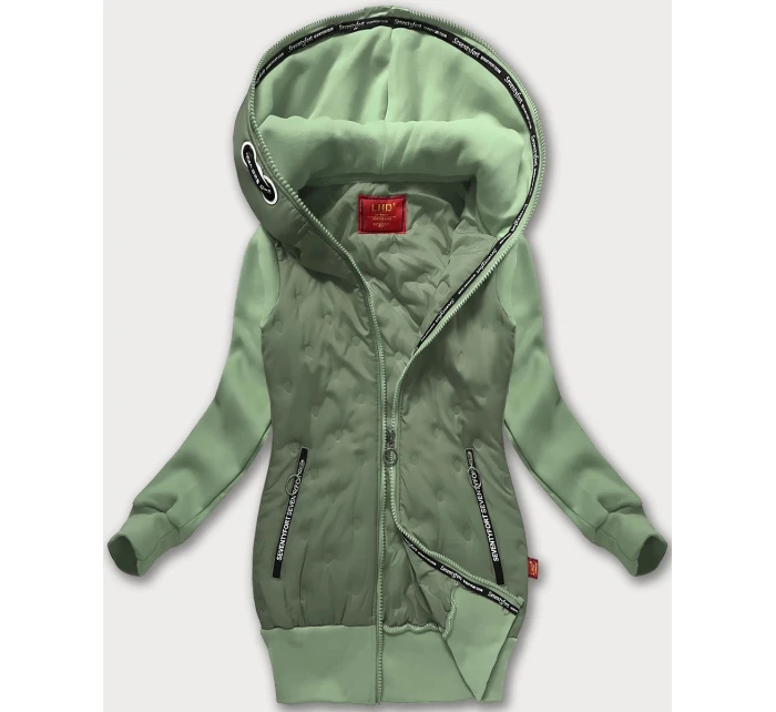 Šedozelená dámská mikino-bunda s kapucí LHD (AMG-162A)