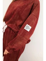 Dámská oversize souprava z viskózy s efektem praní bordová Dámská oversize souprava z viskózy s efektem praní bordová