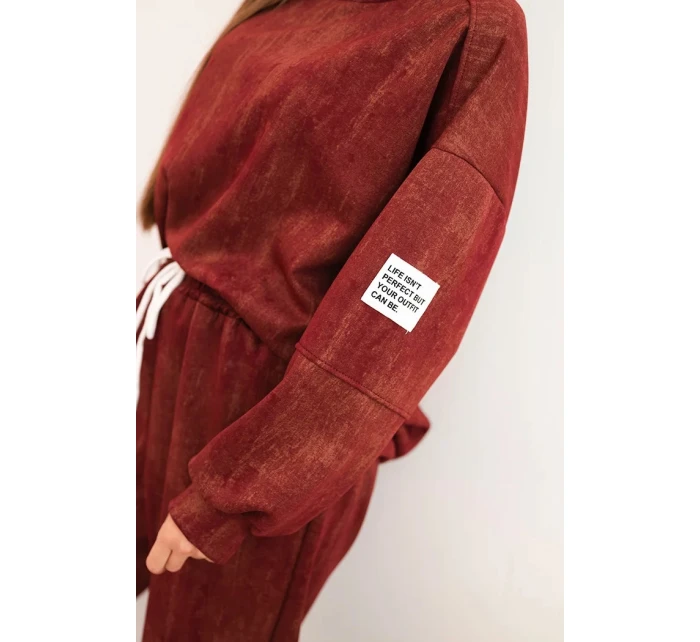 Dámská oversize souprava z viskózy s efektem praní bordová Dámská oversize souprava z viskózy s efektem praní bordová