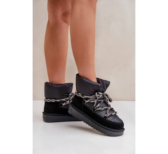 Semišové Sněhule Dámské S Hlavními Šněrováním D.Franklin DFSH375003 Černé