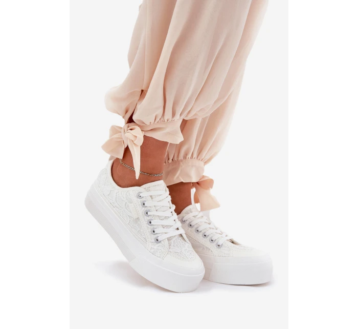 Dámské Krajkové Tenisky Big Star RR274747 Bílé