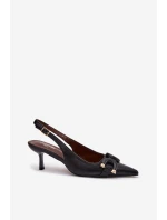 Dámské sandály na podpatku s ozdobným detailem černé Brienne