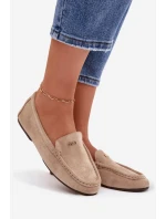 Dámské mokasíny s malým zlatým detailem tmavě béžové Sarivelle