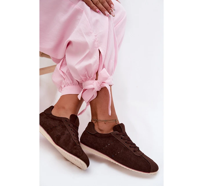 Dámské tenisky z eko semiše nízké čokoládové Melvelin