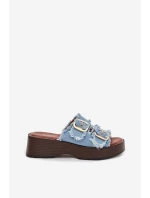 Dámské pantofle na platformě 100-486 Jeans modrá s černou - Joalice Paris Dámské pantofle na platformě 100-486 Jeans modrá s černou - Joalice Paris