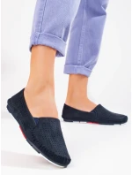 Zajímavé dámské mokasíny Granatowy bez podpatku Zajímavé dámské mokasíny Granatowy bez podpatku