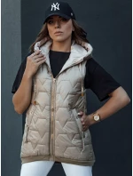Dámská prošívaná vesta s kapucí camel Dstreet model 21979278 - FashionStreet