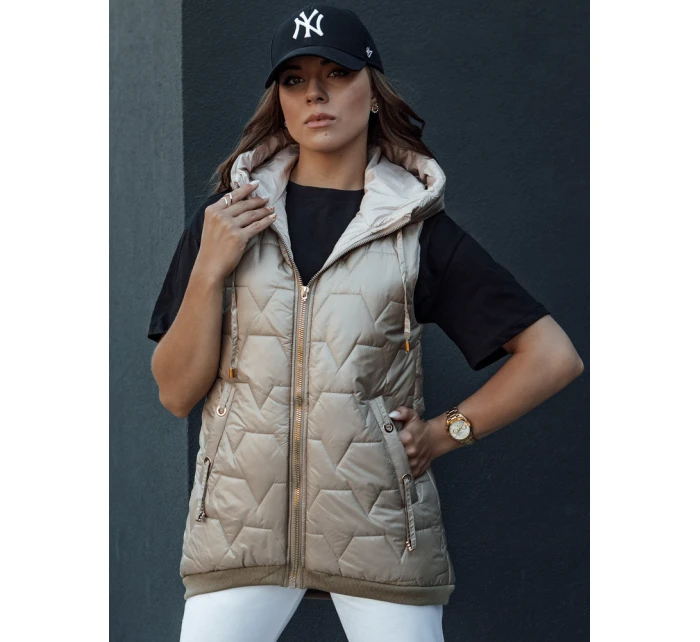 Dámská prošívaná vesta s kapucí camel Dstreet model 21979278 - FashionStreet