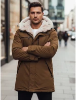 Pánská zimní bunda parka s kapucí béžová FashionStreet TX4968