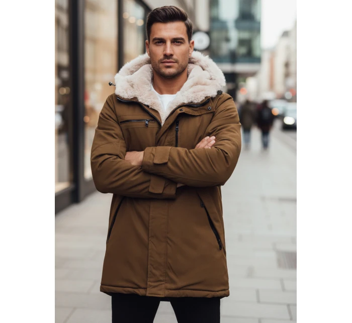 Pánská zimní bunda parka s kapucí béžová FashionStreet TX4968