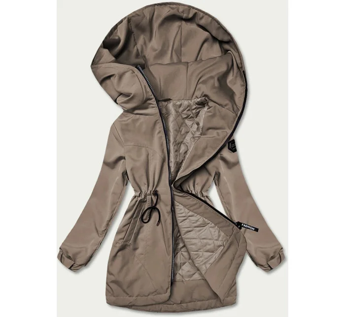 Béžová dámská bunda parka s kapucí model 18013412 - S'WEST Béžová dámská bunda parka s kapucí model 18013412 - S'WEST
