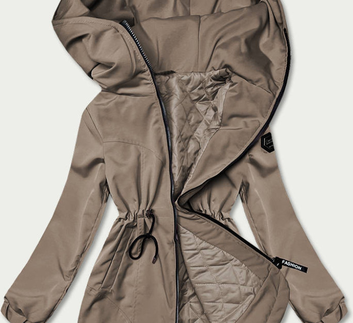 Béžová dámská bunda parka s kapucí (B8121-12)