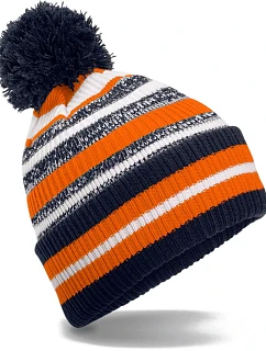 Beechfield B 474R Pletená čepice s pruhy "Fan" 53.474R french navy/orange/white