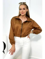 Semišová mikina na zip Velbloud