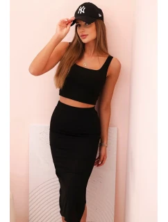 Dámský top a vroubkovaný sukně černý