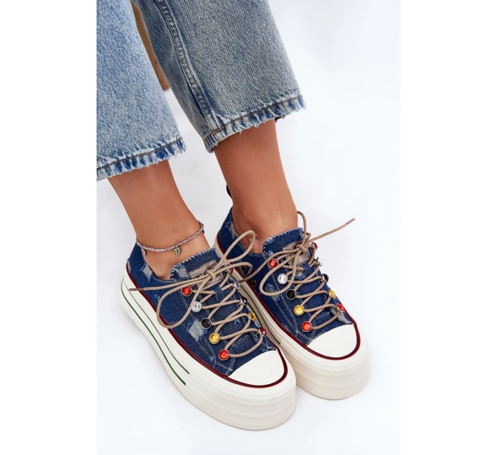 Dámské Tenisky Na Platformě GOE RR2N4103 Tmavě Modré Dámské Tenisky Na Platformě GOE RR2N4103 Tmavě Modré