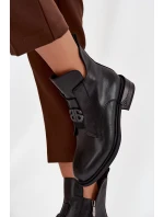 Vytápěné kožené dámské boty s ozdobným detailem černé Briselda