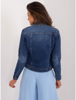 Tmavě modrá džínová bunda se zapínáním na knoflíky