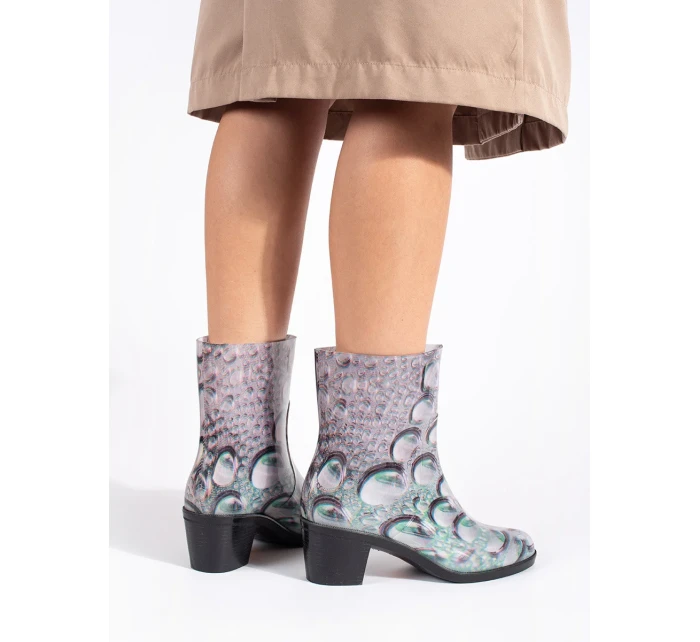 Trendy dámské vícebarevné gumáky na širokém podpatku Trendy dámské vícebarevné gumáky na širokém podpatku