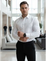 Pánská bílá vzorovaná košile slim fit FashionStreet DX2695 Pánská bílá vzorovaná košile slim fit FashionStreet DX2695