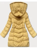 Žlutá dámská zimní bunda s kapucí (5M750-254)
