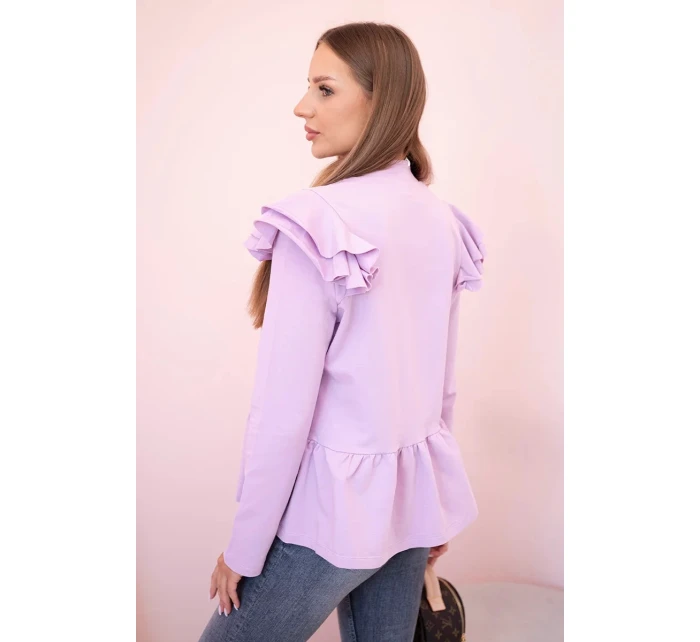 Dámský přehoz s volánky a stojáčkem fialka