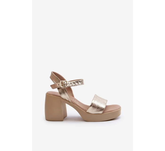 Zazoo 40386 Dámské Kožené Sandály Na Klínu Zlaté