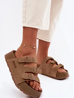 Dámské pantofle na masivní platformě s pásky Big Star TT274530 Camel