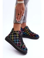 Sportovní boty na platformě Rhinestones GOE Black Sportovní boty na platformě Rhinestones GOE Black