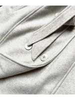 Šedý dámský kabát s kožešinou (JC241)