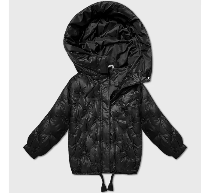 Černá prošívaná oversize bunda s kapucí Minority (M2-6510-1)