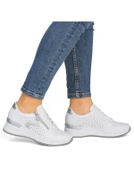 Dámské bílé kožené tenisky na platformě Rieker N4340-80