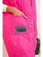 Dámská prošívaná vesta Plus Size s kapucí na zip růžová Dámská prošívaná vesta Plus Size s kapucí na zip růžová