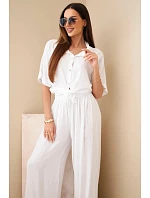 Dámský viskózový model 22185783 komplet se širokými kalhotami bílý - K-Fashion Dámský viskózový model 22185783 komplet se širokými kalhotami bílý - K-Fashion