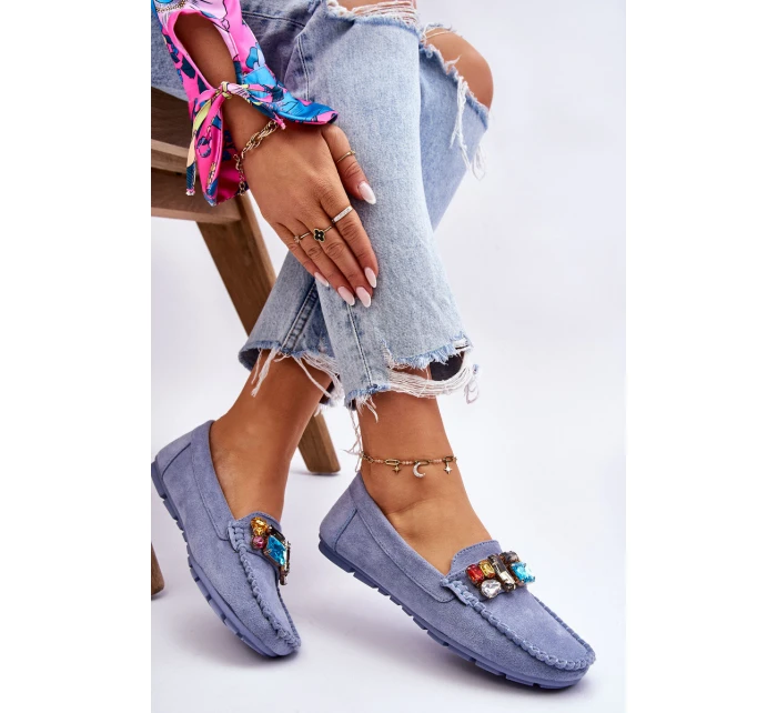 Dámské semišové mokasíny s krystaly Modre Lucille Dámské semišové mokasíny s krystaly Modre Lucille