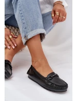 Ploché Kožené Mokasíny S Ozdobou model 21686042 Černé - S.Barski Ploché Kožené Mokasíny S Ozdobou model 21686042 Černé - S.Barski