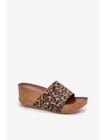 Kožené Dámské Pantofle Na Podpatku Leopardí model 21698620 - Zazoo