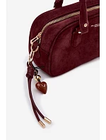 Malá bordová kabelka typu kufřík z eko semiše Annelle