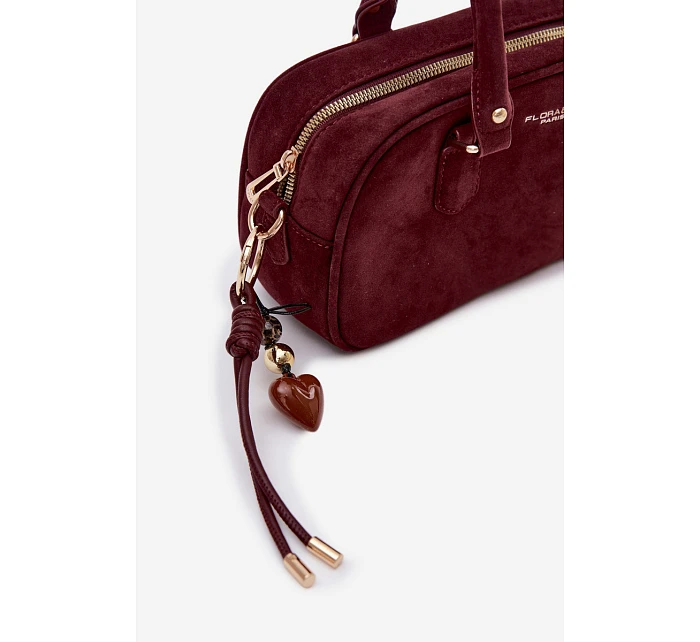 Malá bordová kabelka typu kufřík z eko semiše Annelle