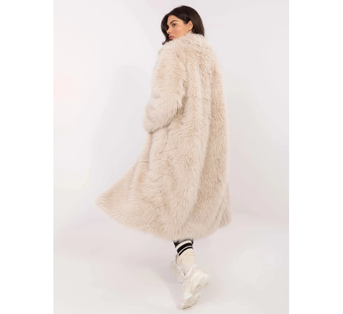 Světle béžový dlouhý dámský kabát z umělé kožešiny Goodlookin model 21818075 - Factory Price