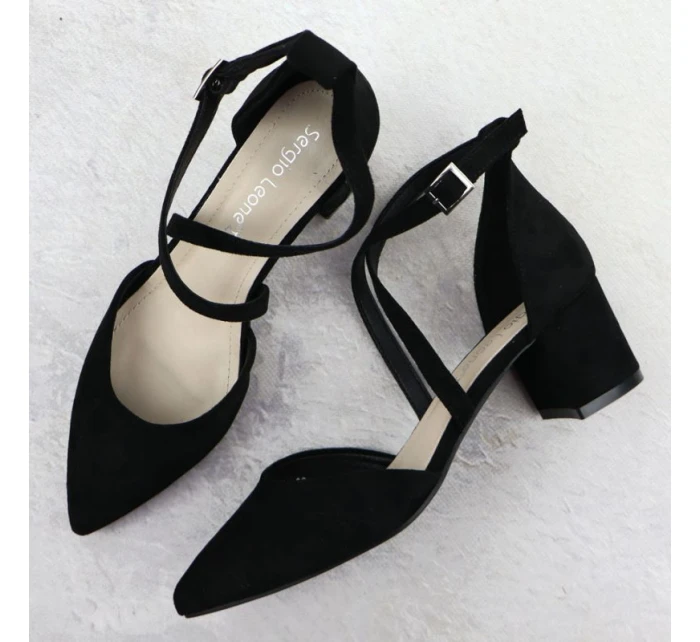 Dámské černé sandály na jehlovém podpatku Sergio Leone SK-830 Dámské černé sandály na jehlovém podpatku Sergio Leone SK-830