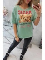 Kouzelná tmavě mátová halenka s potiskem