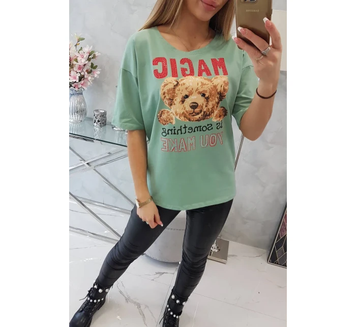 Kouzelná tmavě mátová halenka s potiskem