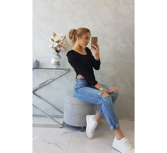 Halenka s buffovými rukávy černá