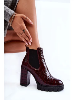 Lakované boty vzor na sloupku Burgundy model 21600620 - Boto