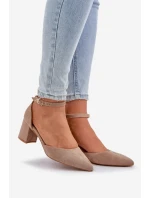 Semišové Lodičky Na Podpatku Tmavě Béžové Promise