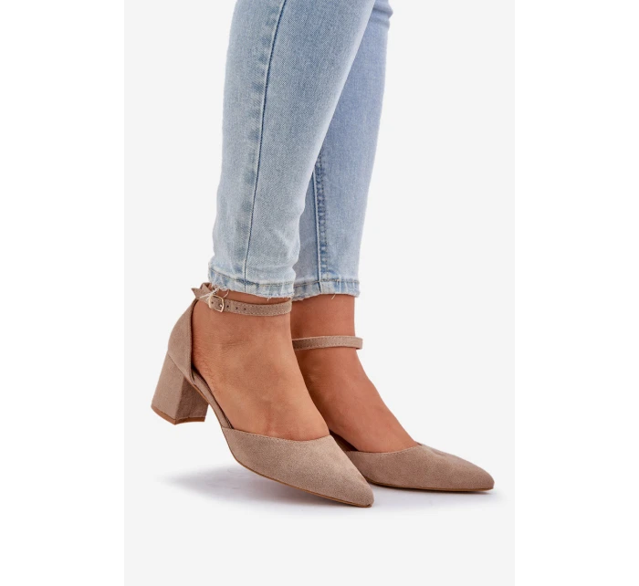 Semišové Lodičky Na Podpatku Tmavě Béžové Promise