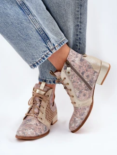 Kožené Kotníkové Boty Maciejka 05541-04 Béžovo-Zlaté