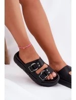 Kožené Dámské Sandály S Ozdobnými Přezkami Big Star RR274658 Černé Kožené Dámské Sandály S Ozdobnými Přezkami Big Star RR274658 Černé